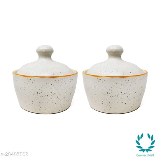 Handcrafted White Orange Marble Ceramic Butter Pot with Lid - Butter Pot